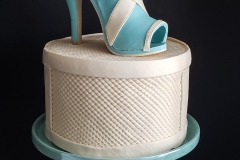 Tan and Blue Shoe Cake